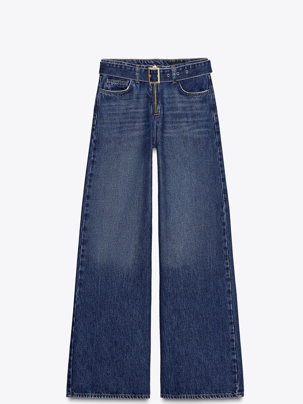 Zara Dark Blue High-Waist Wide Leg Jeans with Belt